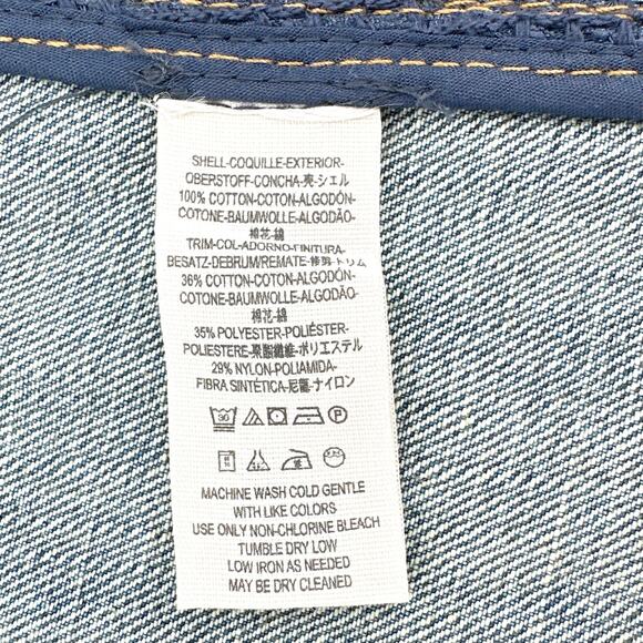 FREE PEOPLE Lace Inset Raw Hem Denim Jacket S - Picture 7 of 10